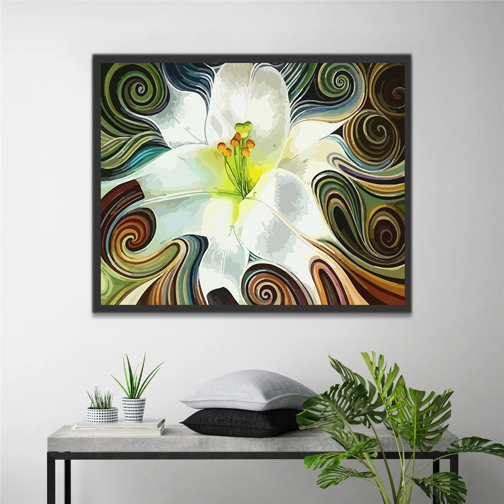 Abstract White Lily Paint by Numbers