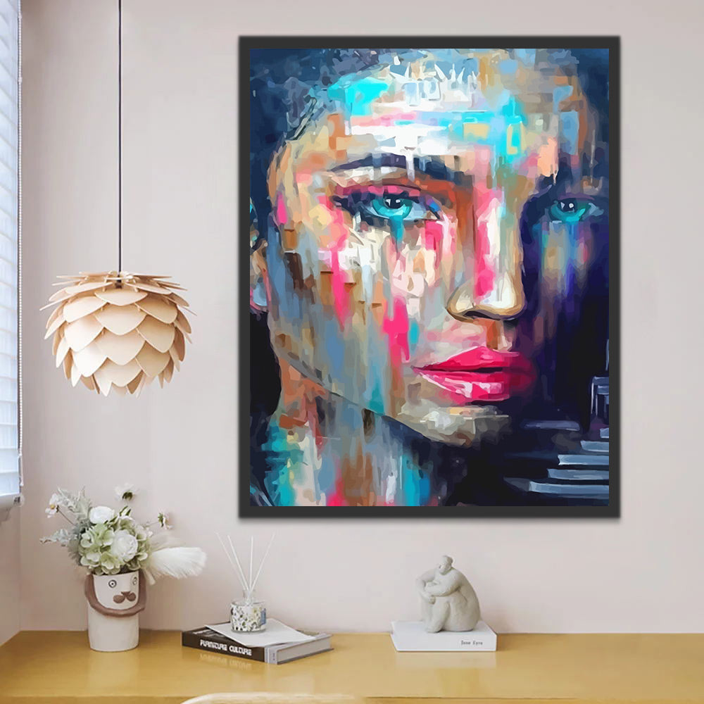 Abstract Woman with Blue Eyes Paint by Numbers