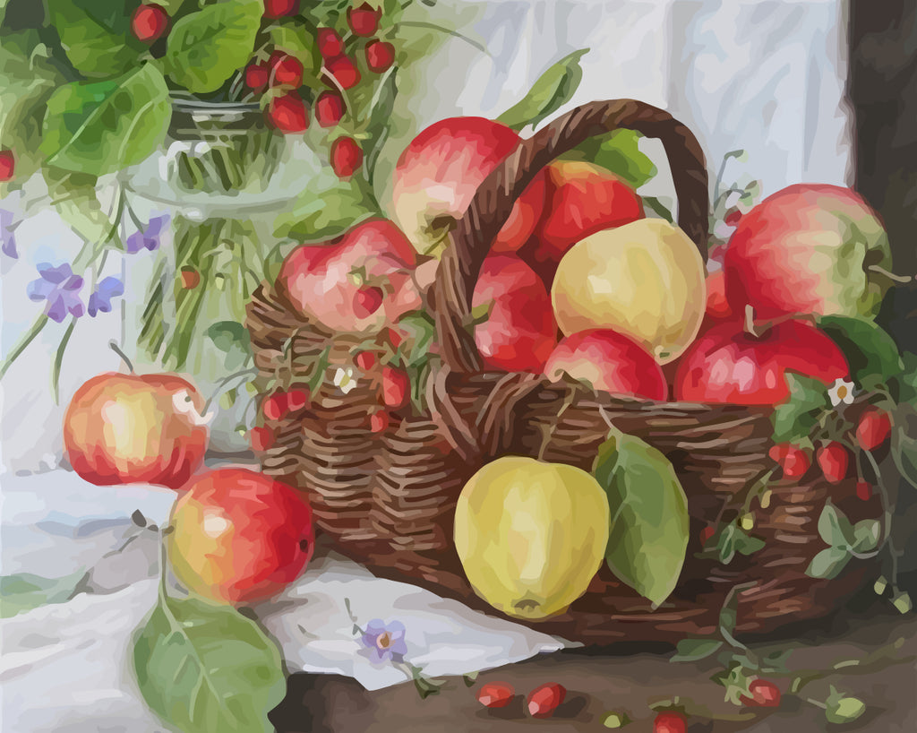 Apples in Basket Paint by Numbers