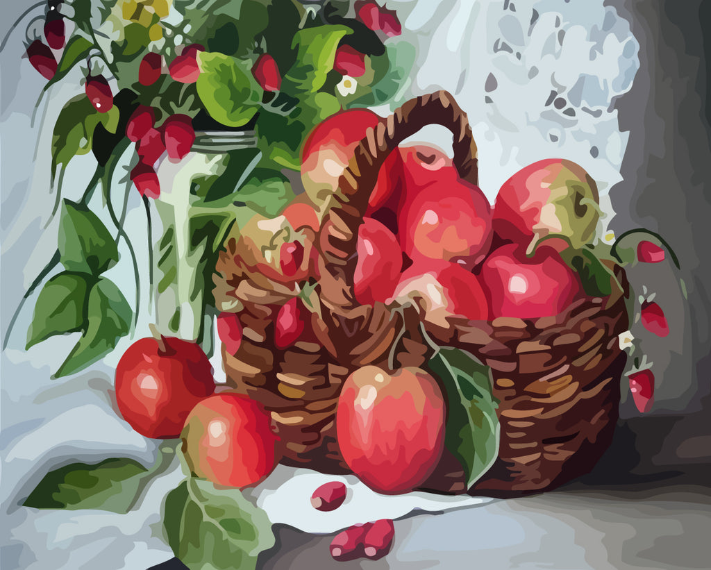 Apples in Basket Paint by Numbers