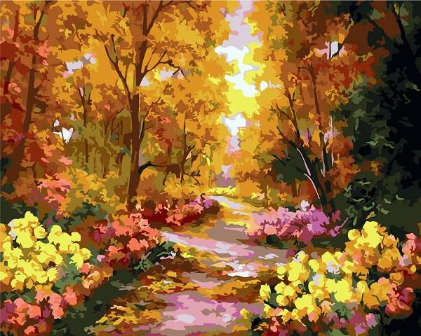 Autumn Flowers in the Forest Paint by Numbers