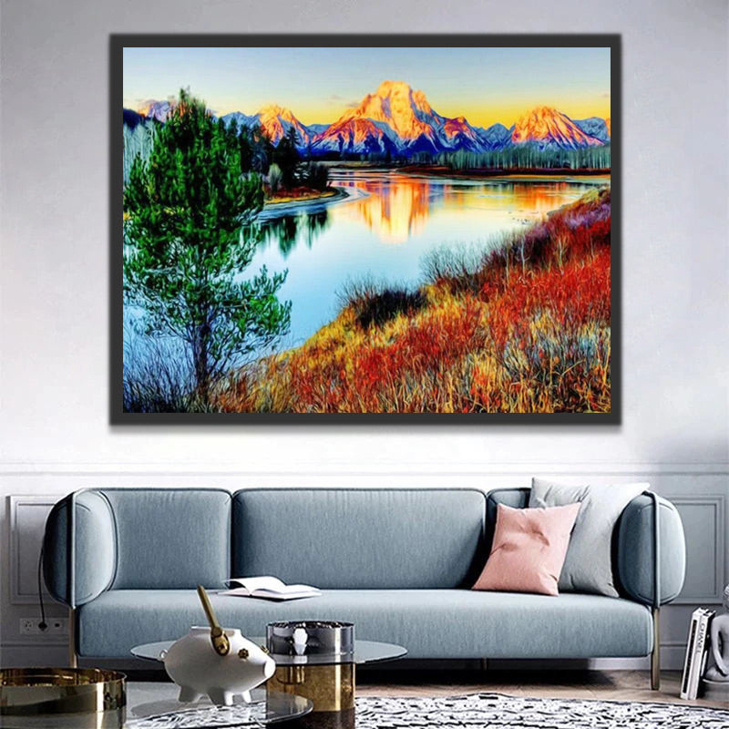 Autumn Lake and Mountain View Paint by Numbers