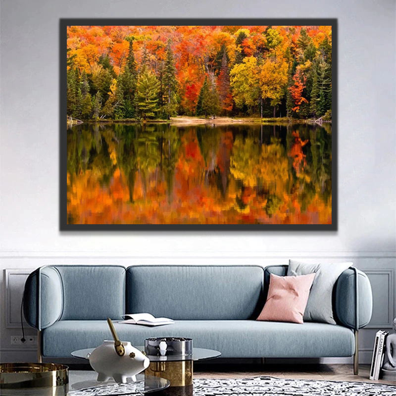 Autumn Woods and Reflection Paint by Numbers