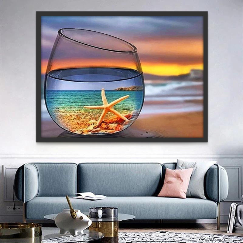 Beach and Starfish in a Glass Paint by Numbers