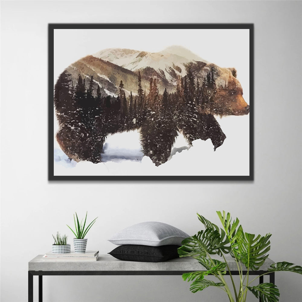 Bear Snow Forest Paint by Numbers