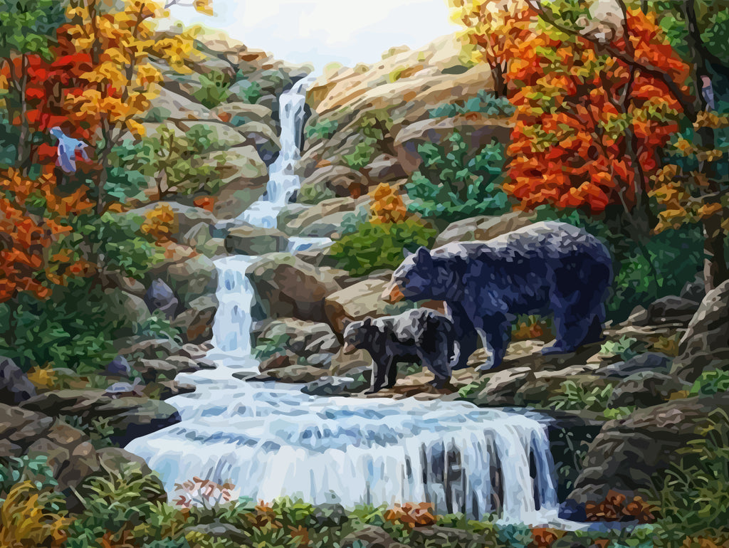 Bears Waterfall Paint by Numbers