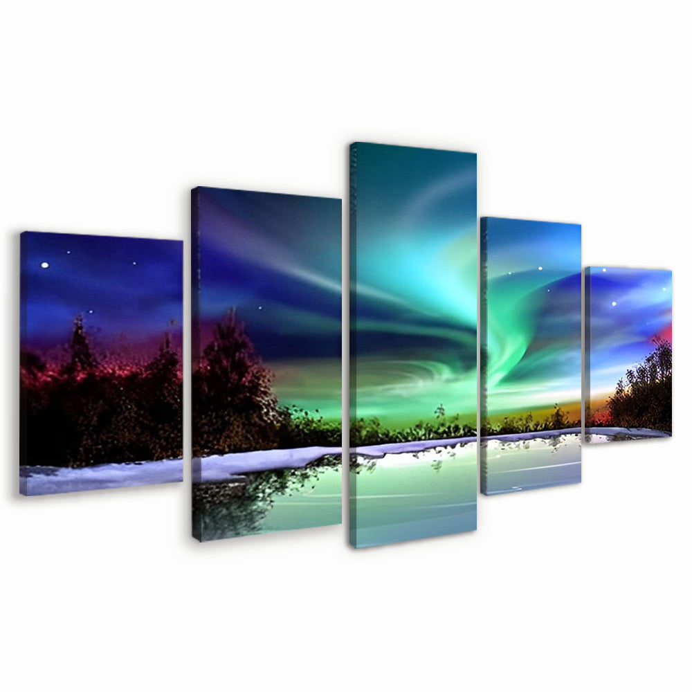 Beautiful Aurora and Reflection 5 Pack Paint By Numbers