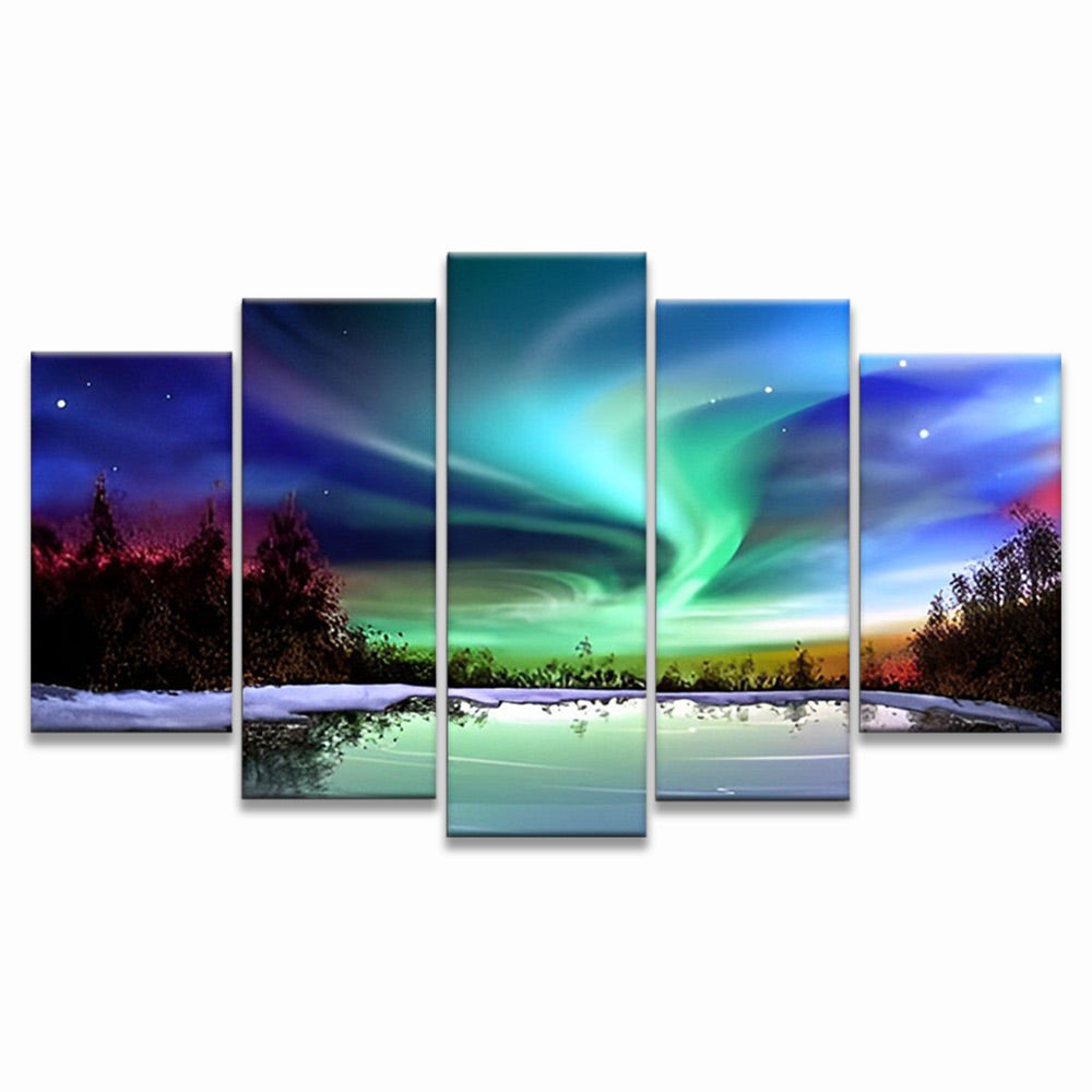 Beautiful Aurora and Reflection 5 Pack Paint By Numbers