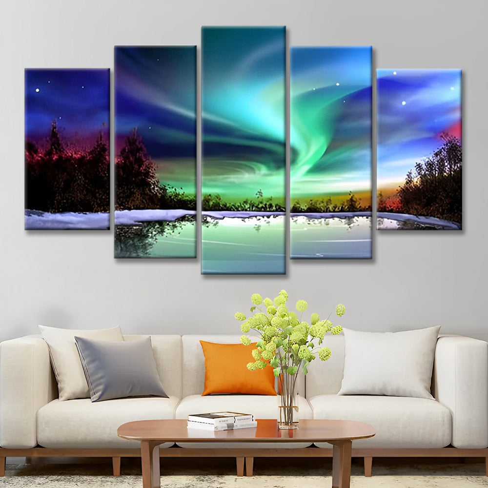 Beautiful Aurora and Reflection 5 Pack Paint By Numbers