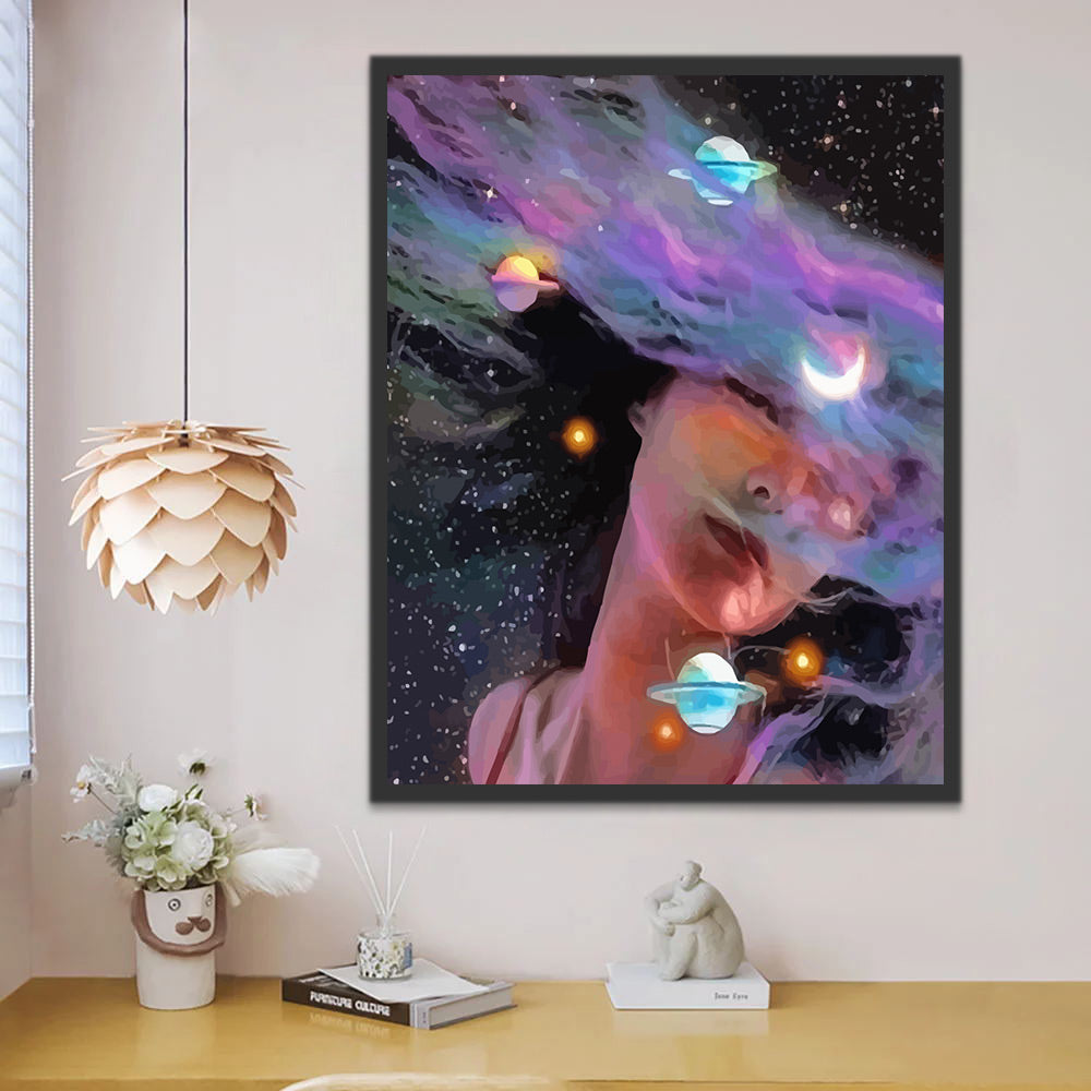 Beautiful Galaxy and Woman Paint by Numbers