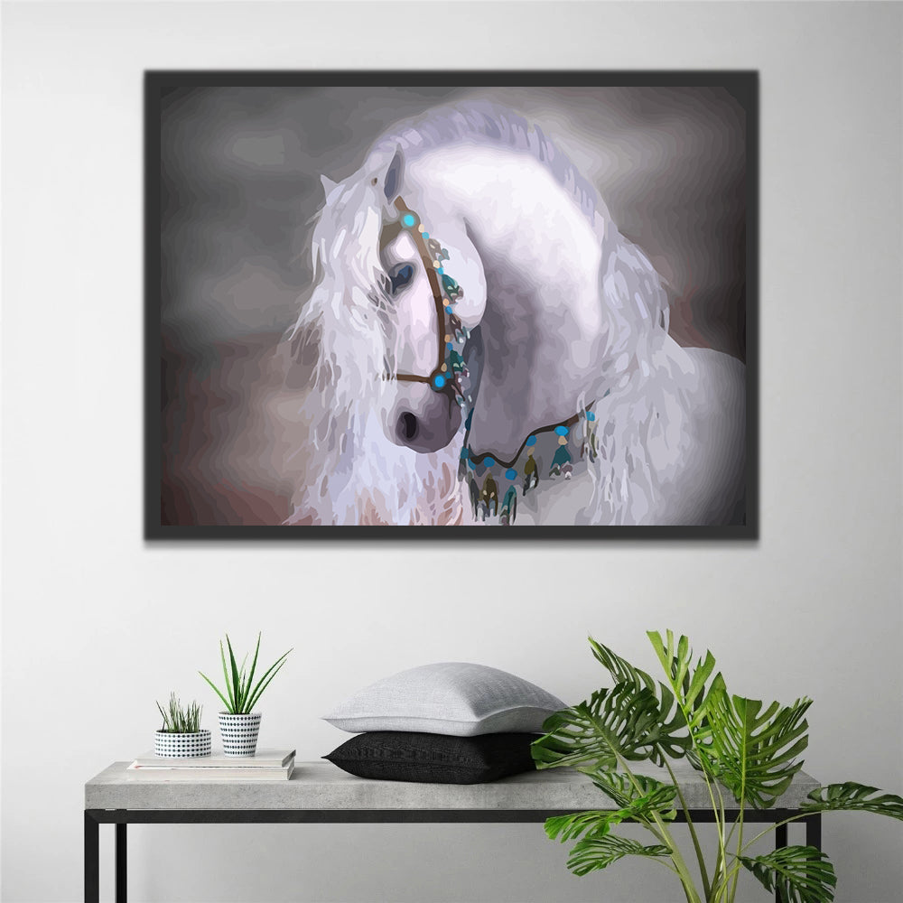 Beautiful White Horse Paint by Numbers