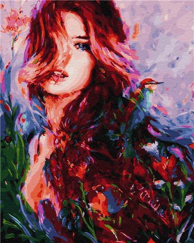 Beautiful Woman and Flowers Paint by Numbers