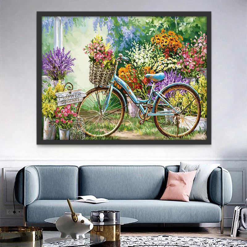 Bicycle in the Garden Paint by Numbers