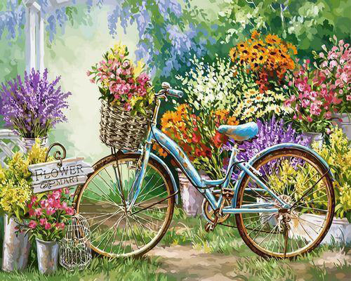 Bicycle in the Garden Paint by Numbers