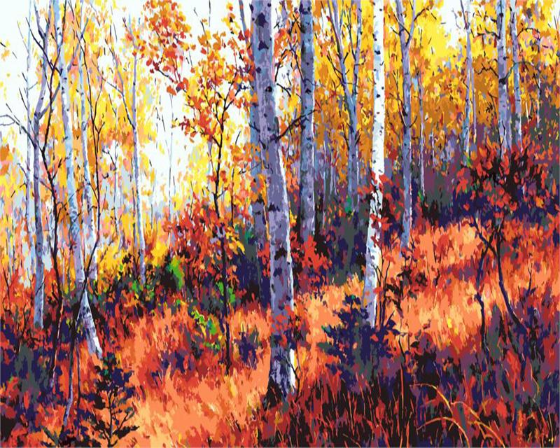 Birch in Autumn Paint by Numbers