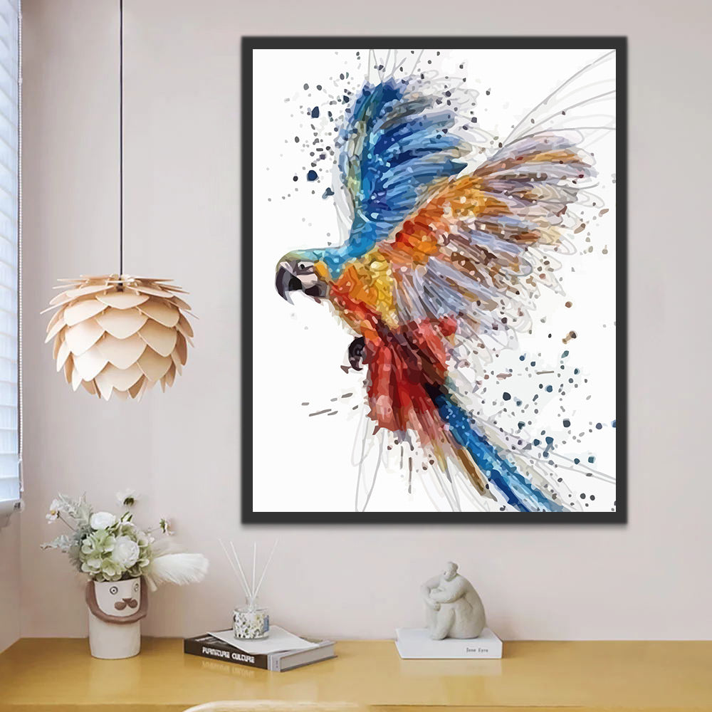 Bird in Watercolor Style Paint by Numbers