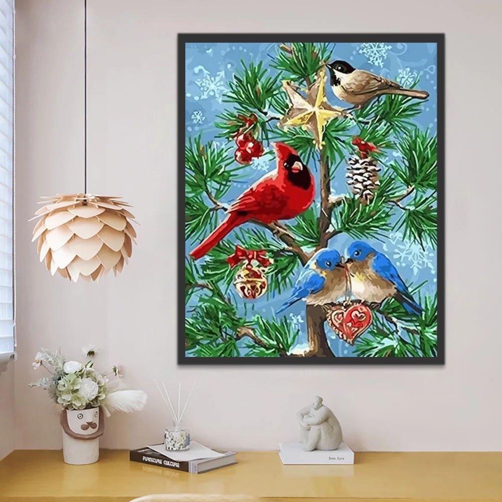 Birds and Christmas Tree Paint by Numbers