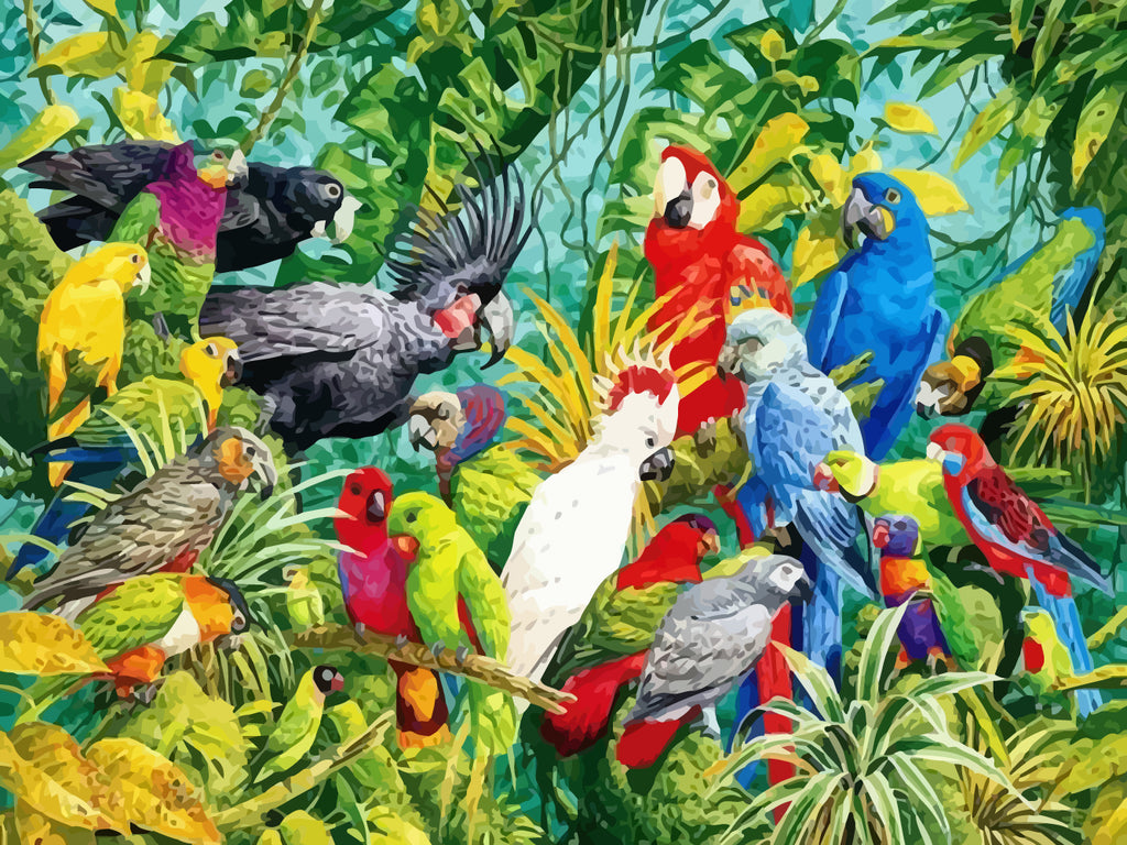 Birds in the Tropical Rain Forest Paint by Numbers