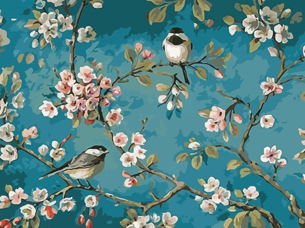 Birds on Flower Tree Paint by Numbers