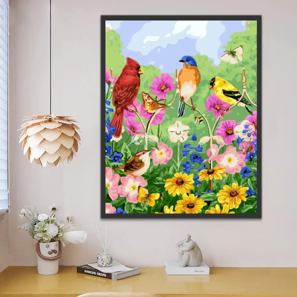 Birds on Flowers Paint by Numbers