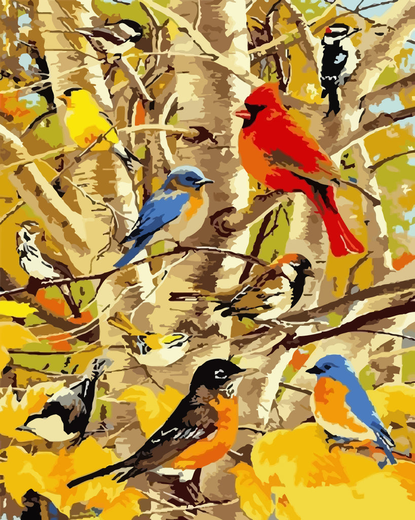 Birds on the Tree Paint by Numbers