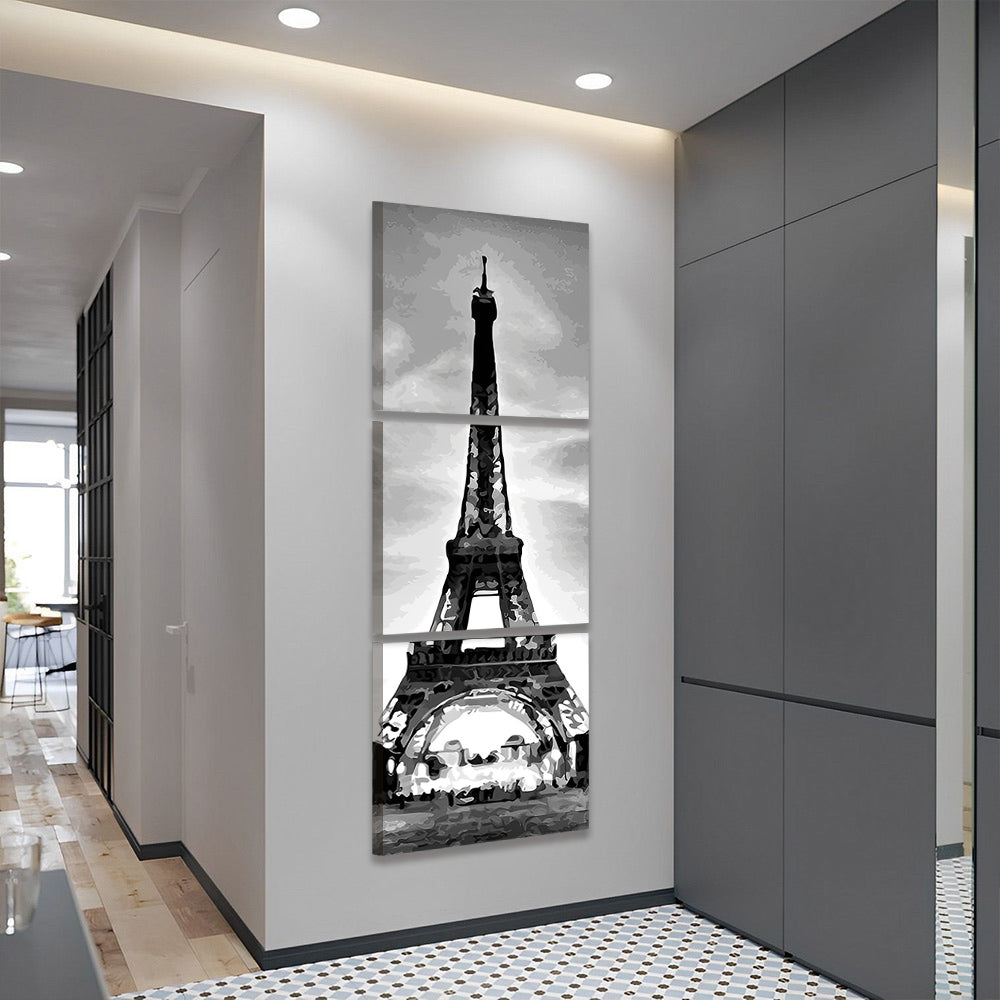 Black and White Eiffel Tower 3 Pack Paint By Numbers