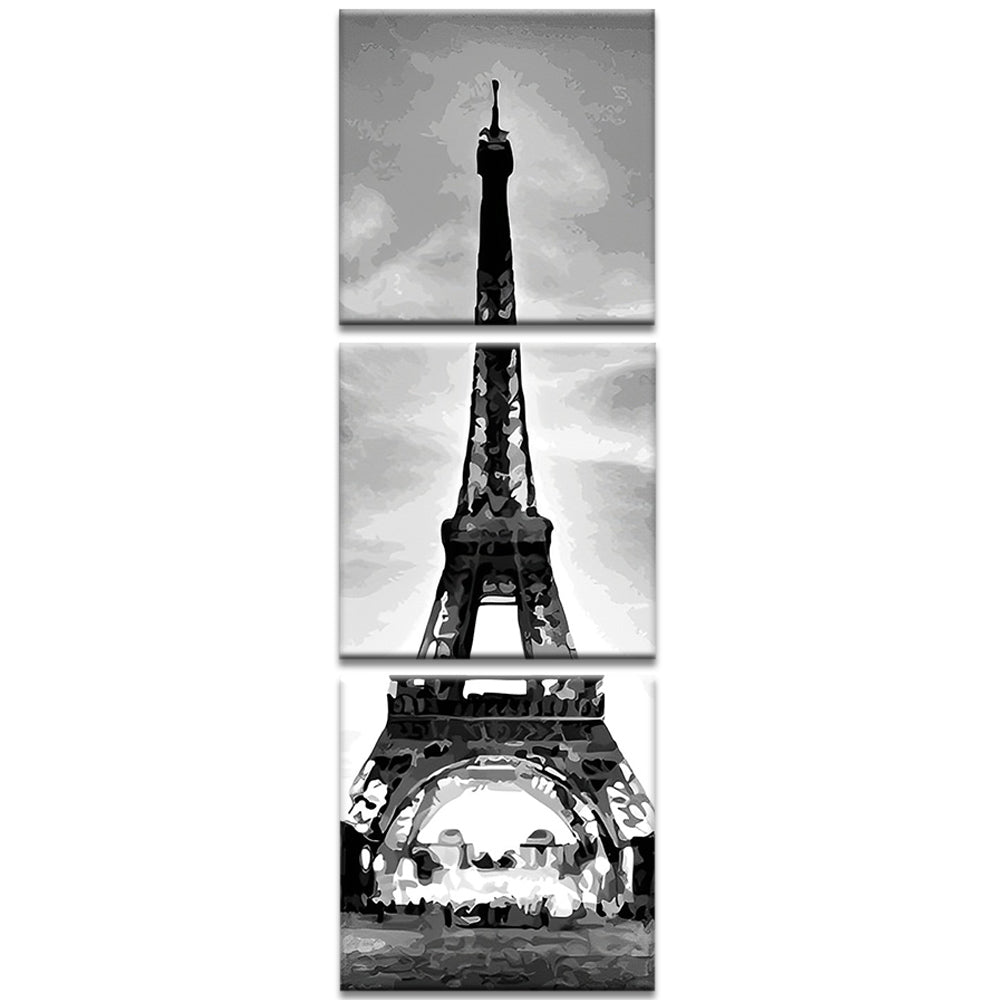 Black and White Eiffel Tower 3 Pack Paint By Numbers