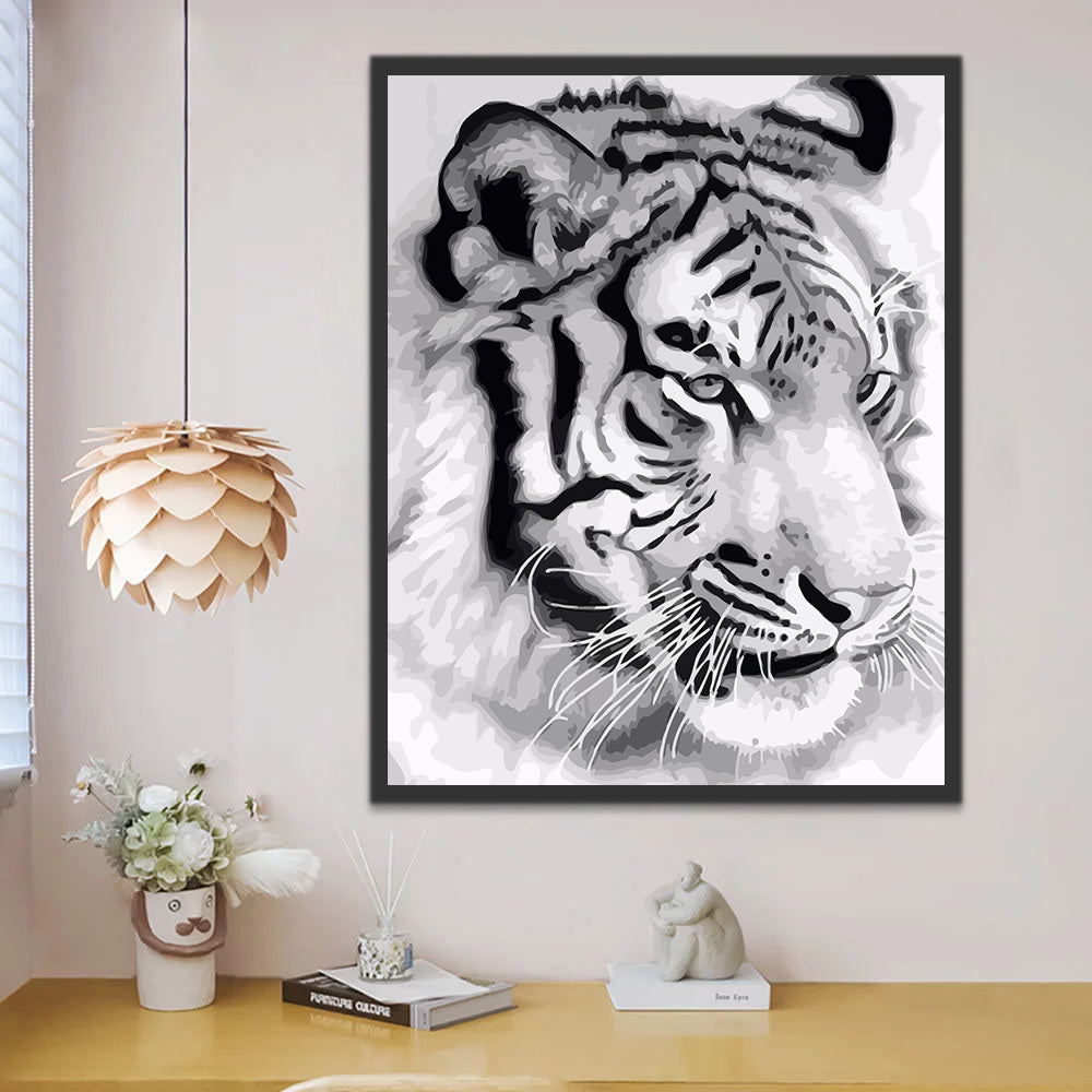 Black and White Tiger Paint by Numbers