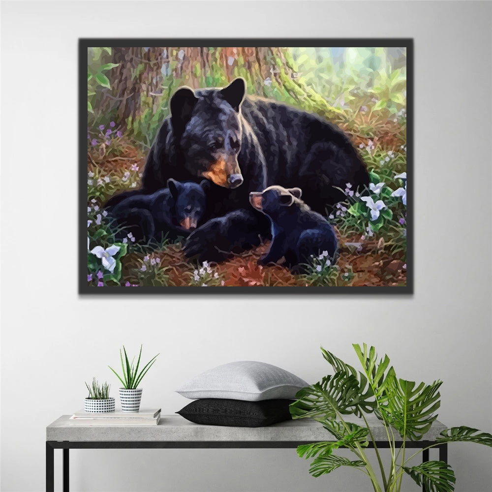 Black Bears under the Tree Paint by Numbers