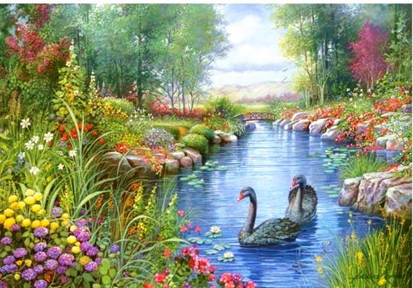 Black Swans in Spring Paint by Numbers