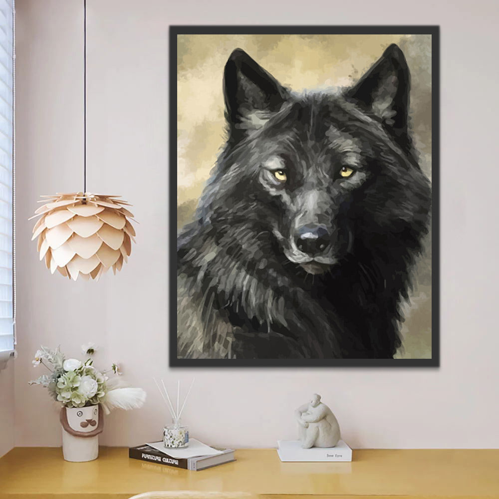 Black Wolf Paint by Numbers