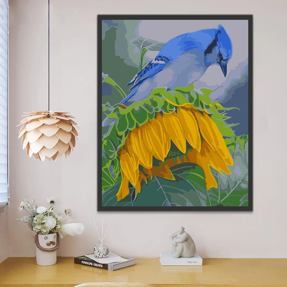 Blue Bird and Sunflower Paint by Numbers