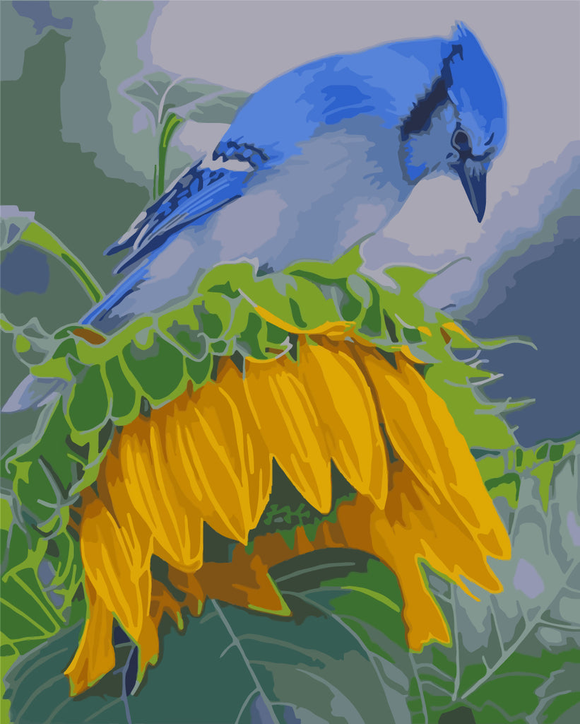 Blue Bird and Sunflower Paint by Numbers