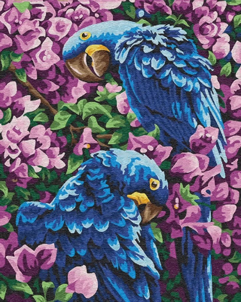 Blue Birds and Purple Flowers Paint by Numbers