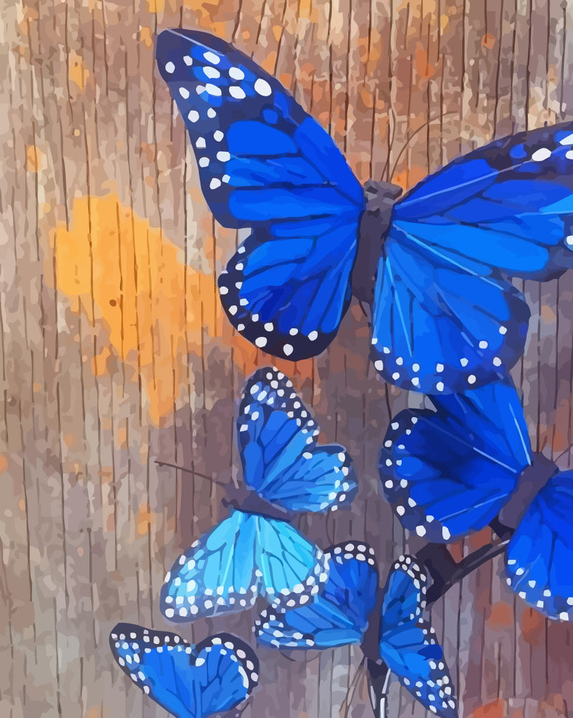 Blue Butterflies Paint by Numbers