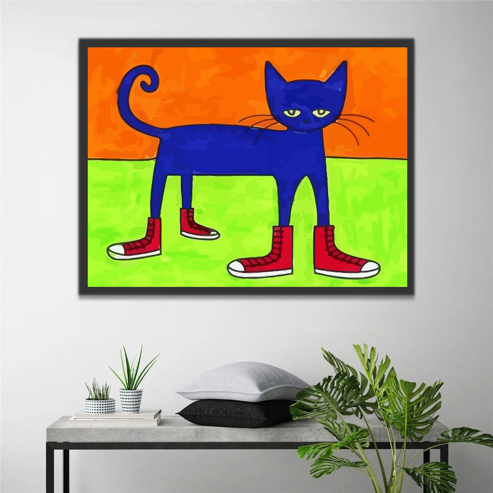 Blue Cat with Four Shoes Paint by Numbers for Kids