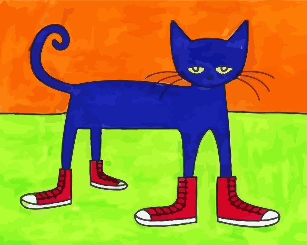 Blue Cat with Four Shoes Paint by Numbers for Kids