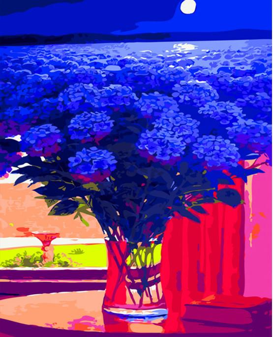 Blue Flowers and Sea Paint by Numbers