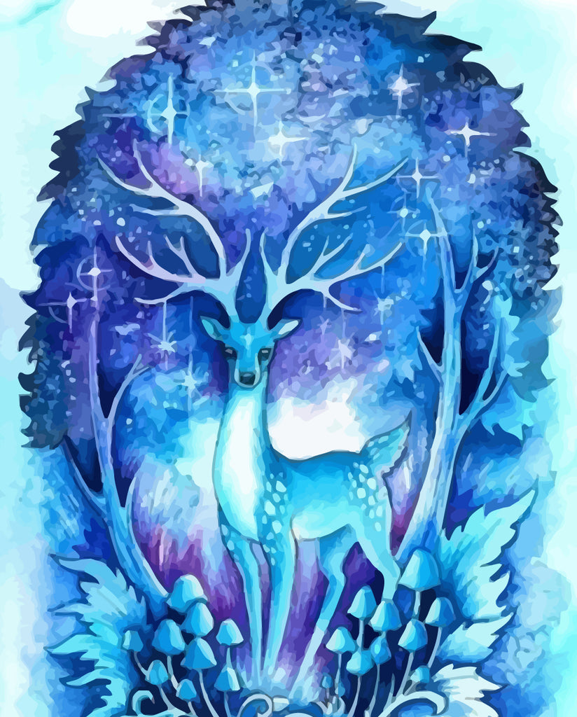 Blue Glowing Deer Paint by Numbers