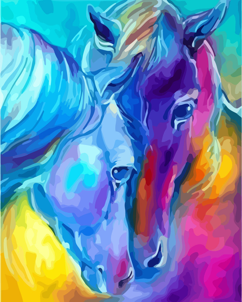 Blue Horses Paint by Numbers