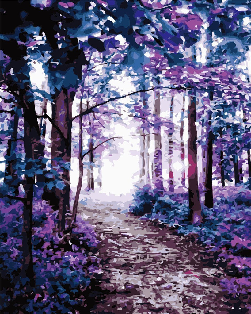 Blue Purple Forest Paint by Numbers