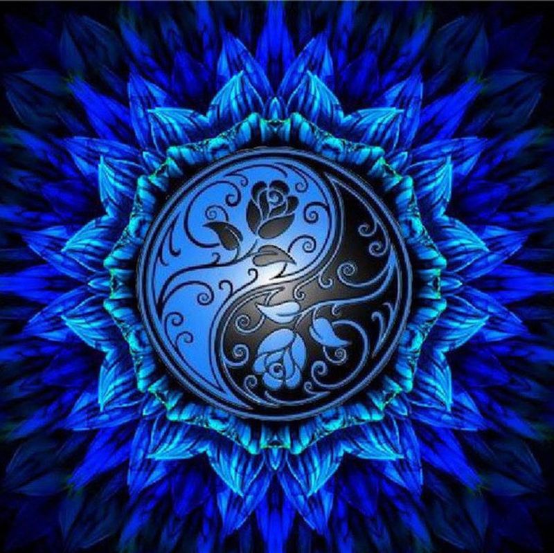 Blue Rose Mandala Paint by Numbers