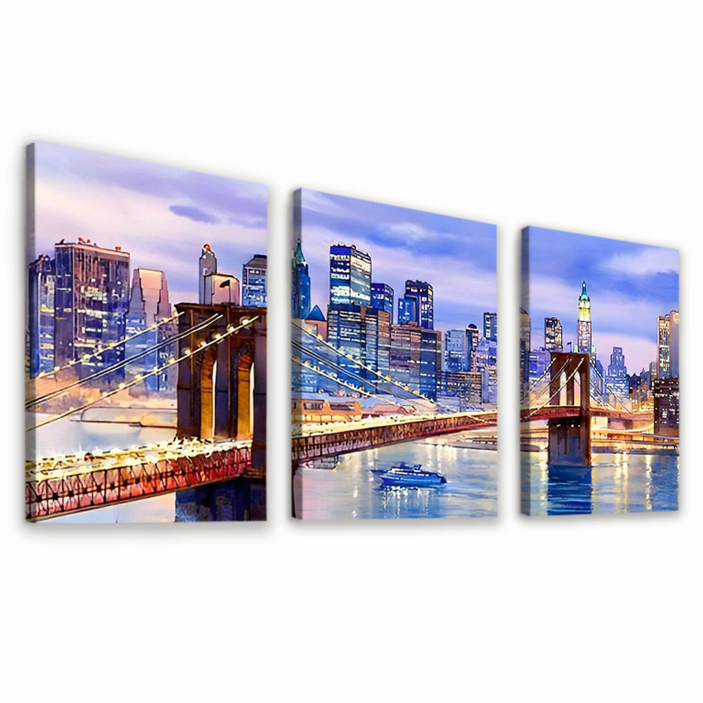 Brooklyn Bridge at Night 3 Pack Paint By Numbers