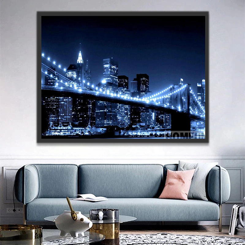 Brooklyn Bridge at Night Paint by Numbers