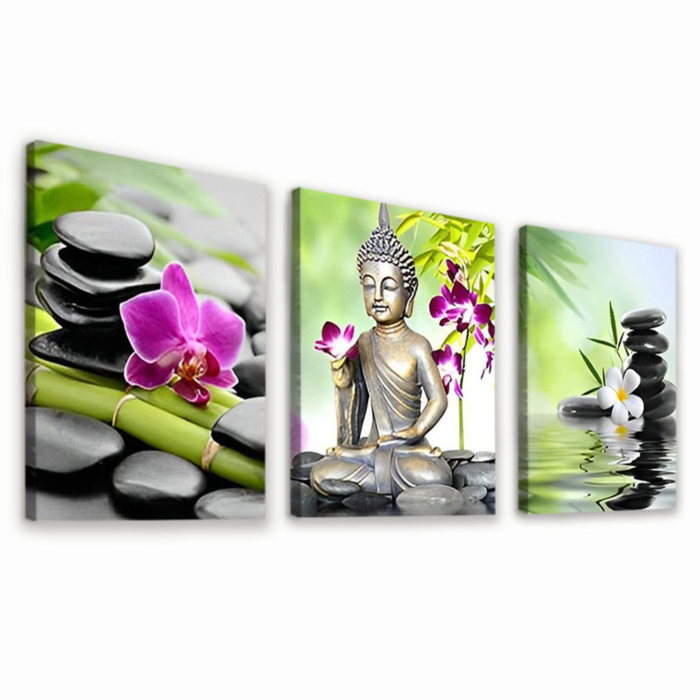 Buddha, Pebbles and Orchids 3 Pack Paint By Numbers