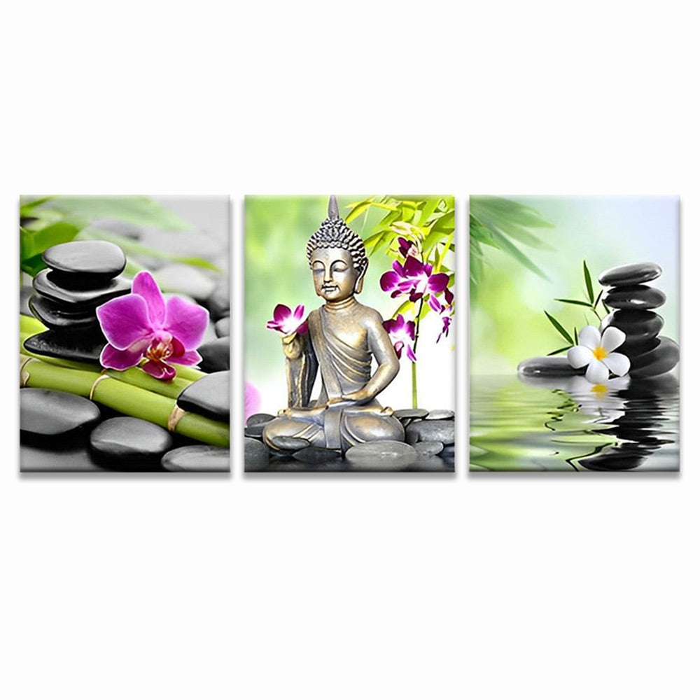 Buddha, Pebbles and Orchids 3 Pack Paint By Numbers