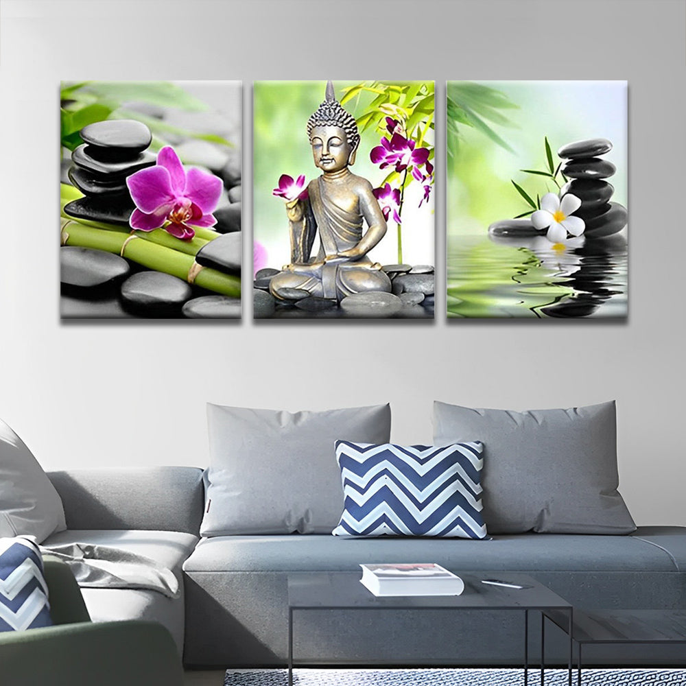 Buddha, Pebbles and Orchids 3 Pack Paint By Numbers