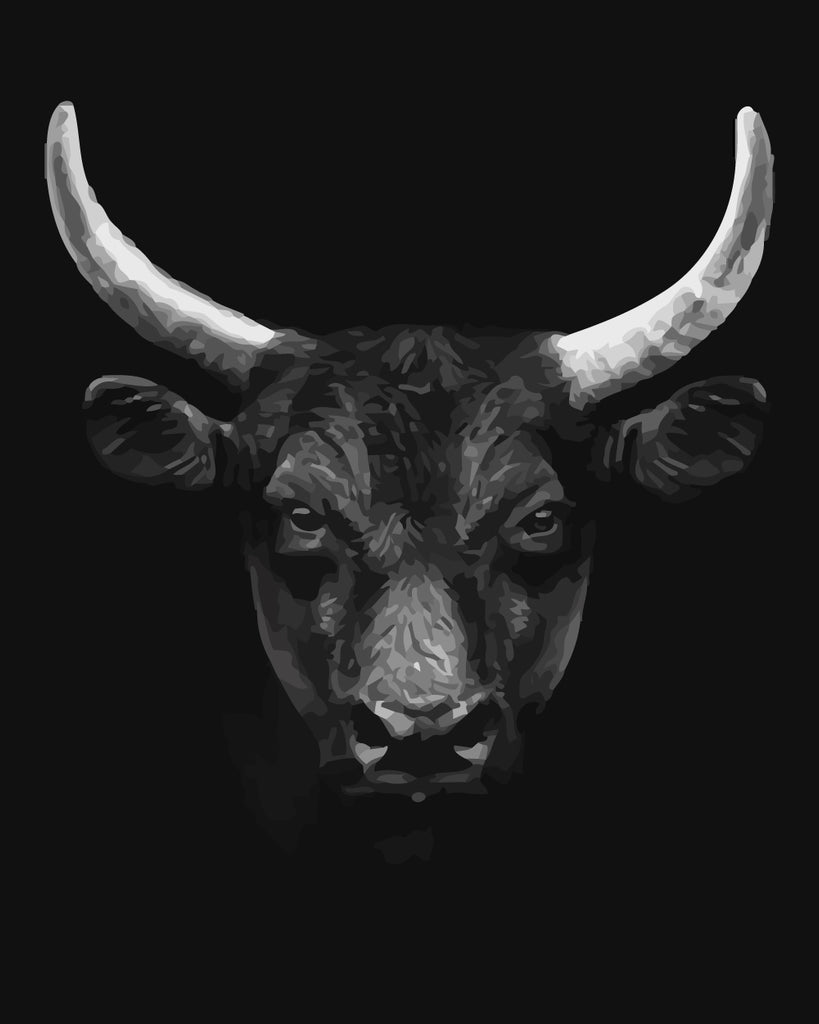 Bull Head in the Dark Paint by Numbers