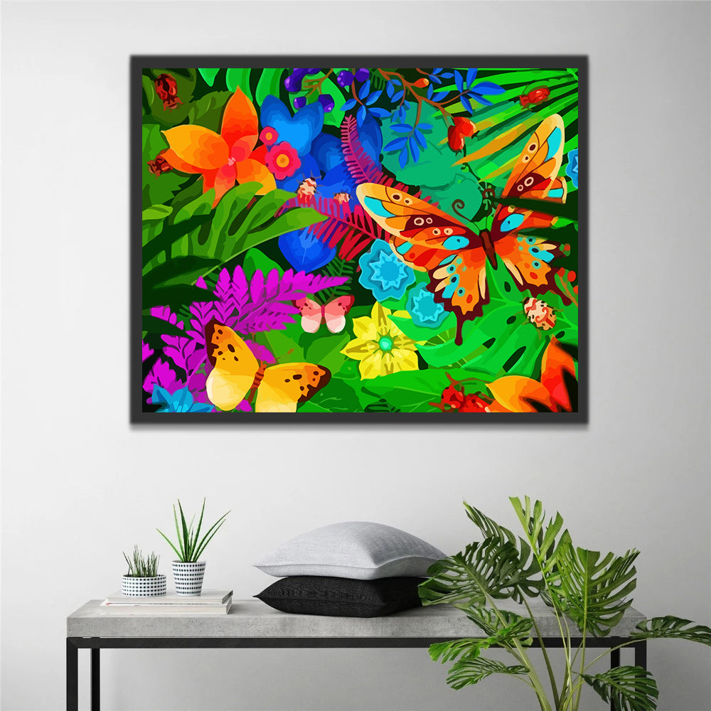 Butterflies among Flowers Paint by Numbers