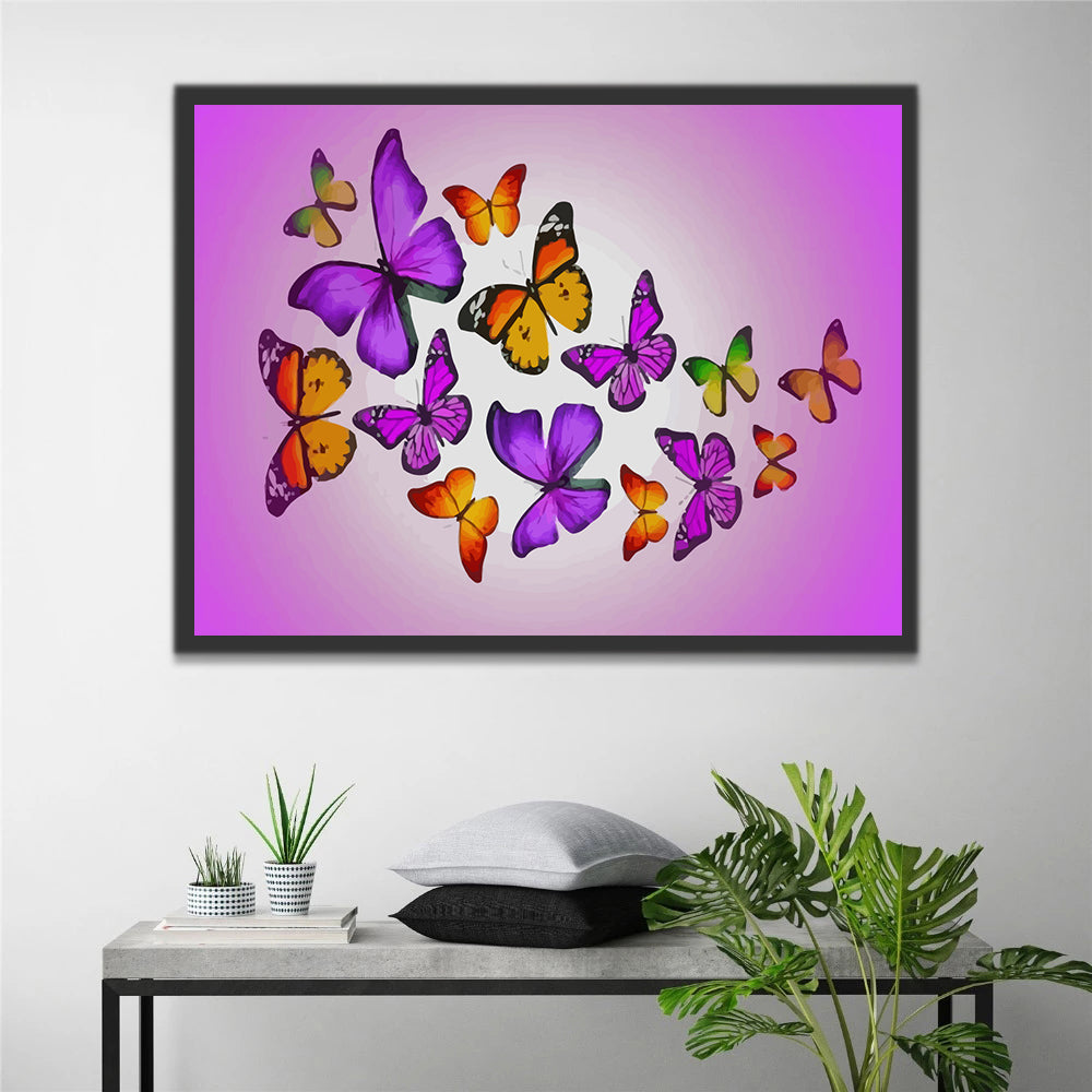 Butterflies on Purple Background Paint by Numbers